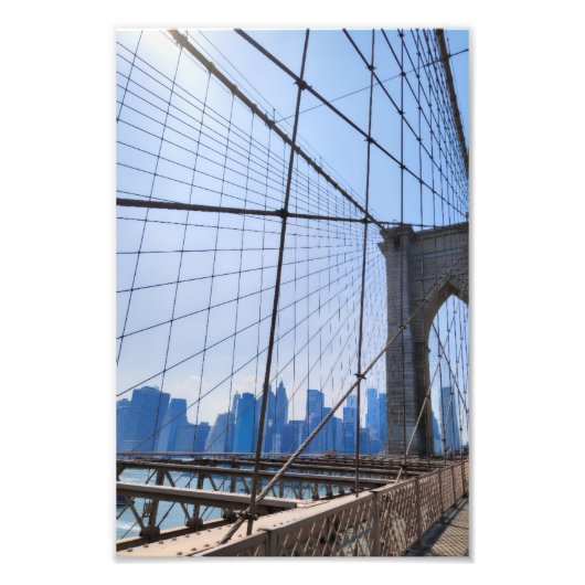 Brooklyn Bridge to Manhattan – New York City Photo Foto Afdruk (Voorkant)
