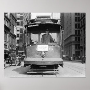 Brooklyn Bridge Trolley, 1915. Antieke foto Poster