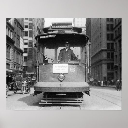 Brooklyn Bridge Trolley, 1915. Antieke foto Poster (Voorkant)