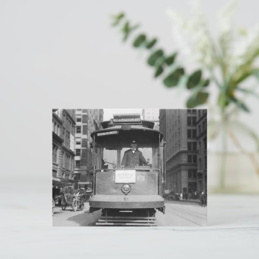 Brooklyn Bridge Trolley, 1915 Briefkaart (Staand voorkant)