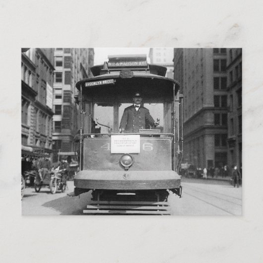 Brooklyn Bridge Trolley, 1915 Briefkaart (Voorkant)