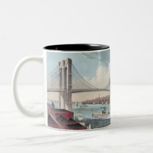 Brooklyn bridge tweekleurige koffiemok