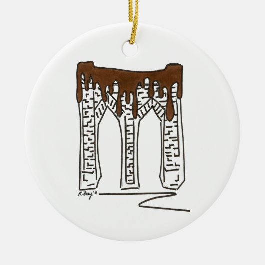 Brooklyn Bridge Valentijnsdag Chocolate NYC Keramisch Ornament (Voorkant)