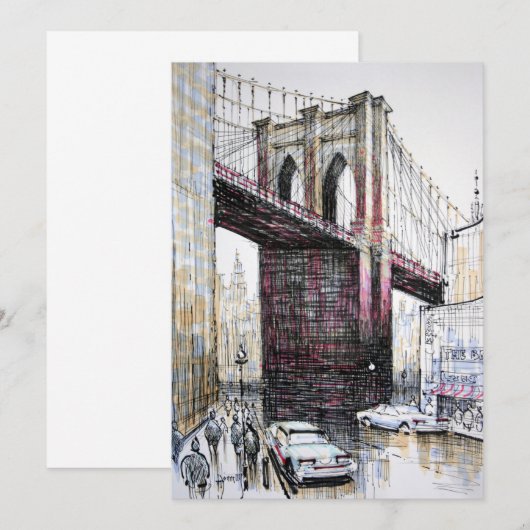 Brooklyn Bridge, Verenigde Staten van Amerika Kaart (Voorkant / Achterkant)