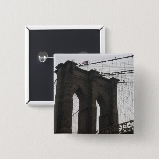 Brooklyn Bridge Vierkante Button 5,1 Cm (Voorkant /achterkant)