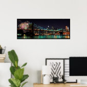 Brooklyn Bridge-vuurwerk Poster (Thuiskantoor)