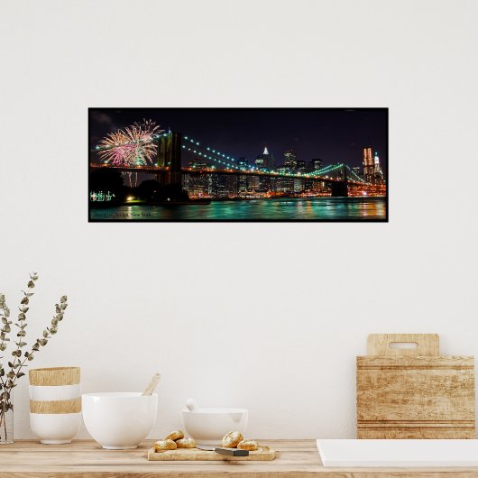 Brooklyn Bridge-vuurwerk Poster (Keuken)