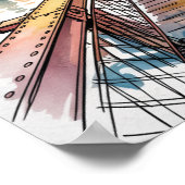 Brooklyn Bridge Wandel Ink En Aquarel Poster (Hoek)
