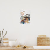Brooklyn Bridge Wandel Ink En Aquarel Poster (Keuken)
