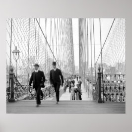 Brooklyn Bridge Wandelpad, 1905. Antieke foto Poster
