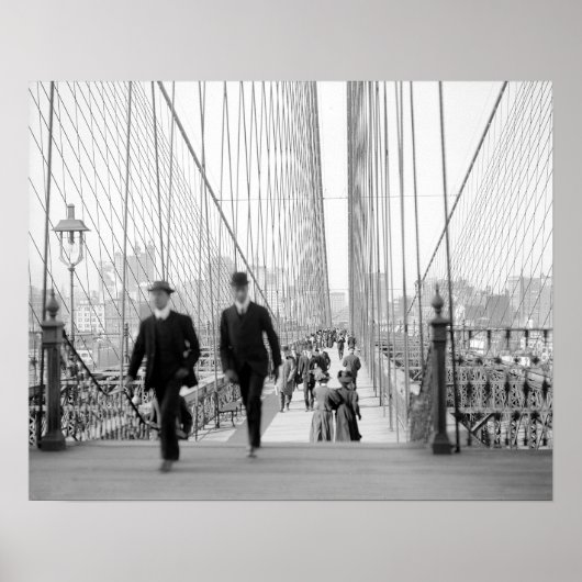 Brooklyn Bridge Wandelpad, 1905. Antieke foto Poster (Voorkant)