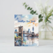 Brooklyn Bridge-Waterverf Briefkaart (Staand voorkant)