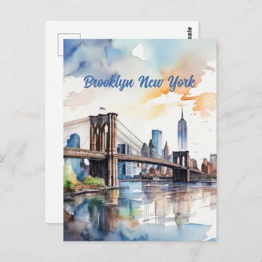 Brooklyn Bridge-Waterverf Briefkaart (Voorkant / Achterkant)
