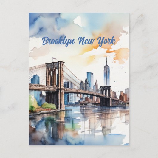 Brooklyn Bridge-Waterverf Briefkaart (Voorkant)