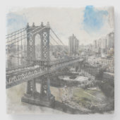 Brooklyn Bridge Waterverf Stone Onderzetter – Eleg (Voorkant)