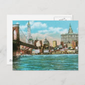 Brooklyn Bridge, Woolworth en Municipal... Briefkaart (Voorkant / Achterkant)