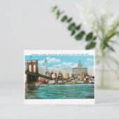 Brooklyn Bridge, Woolworth en Municipal... Briefkaart (Staand voorkant)