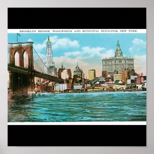 Brooklyn Bridge, Woolworth en Municipal... Poster (Voorkant)