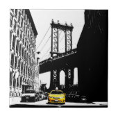 Brooklyn Bridge Yellow Taxi New York City Ny Nyc Tegeltje (Voorkant)