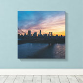 Brooklyn Bridge Zonsondergang Canvas Muurkunst - N Afdruk (Insitu (Houten vloer))