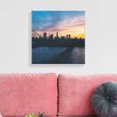 Brooklyn Bridge Zonsondergang Canvas Muurkunst - N Afdruk (Insitu (Woonkamer))