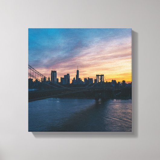 Brooklyn Bridge Zonsondergang Canvas Muurkunst - N Afdruk (Voorkant)