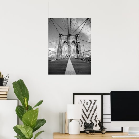 Brooklyn Bridge Zwart-wit Architectonisch Poster (Thuiskantoor)