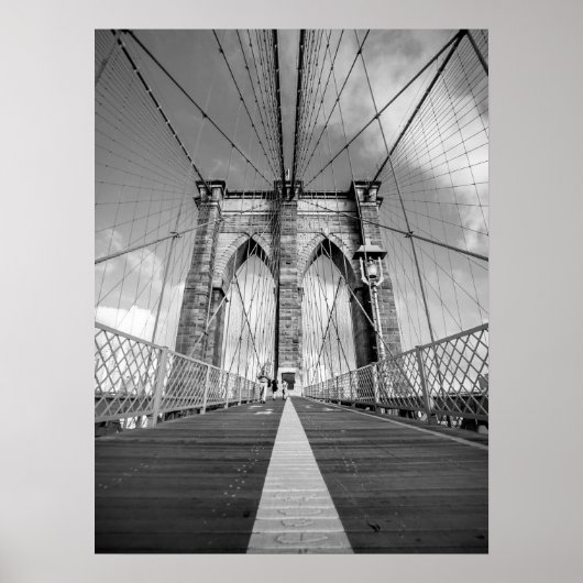 Brooklyn Bridge Zwart-wit Architectonisch Poster (Voorkant)