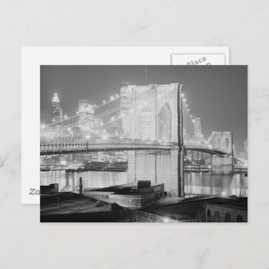 Brooklyn Bridge zwart-wit Briefkaart (Voorkant / Achterkant)