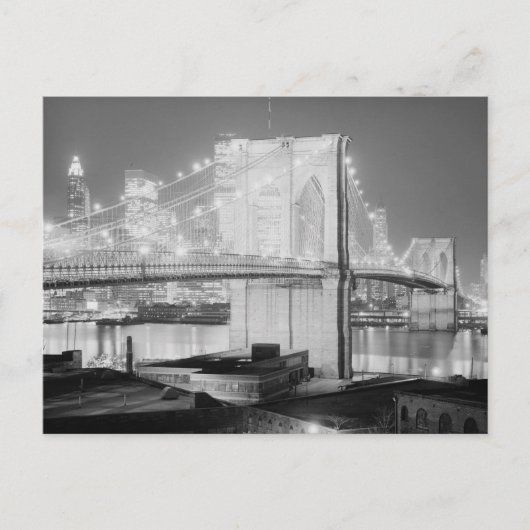 Brooklyn Bridge zwart-wit Briefkaart (Voorkant)