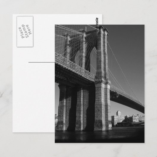 Brooklyn Bridge, zwart/wit Briefkaart (Voorkant / Achterkant)