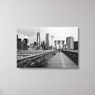Brooklyn bridge zwart-wit canvas afdruk