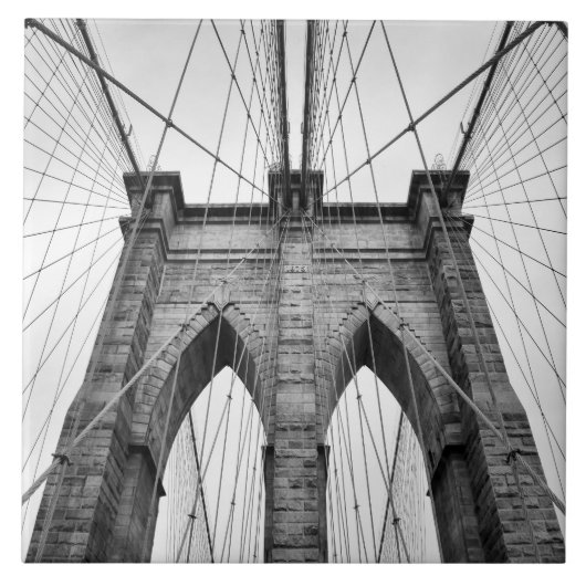 Brooklyn Bridge zwart-wit foto close-up Tegeltje (Voorkant)