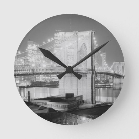 Brooklyn Bridge zwart-wit Ronde Klok (Voorkant)