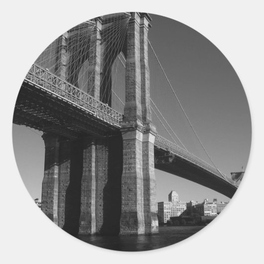 Brooklyn Bridge, zwart/wit Ronde Sticker (Voorkant)