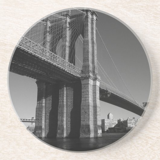 Brooklyn Bridge, zwart/wit Zandsteen Onderzetter (Voorkant)