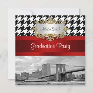 Brooklyn Bridge Zwart Witte Houndstooth Afstudeerf Kaart