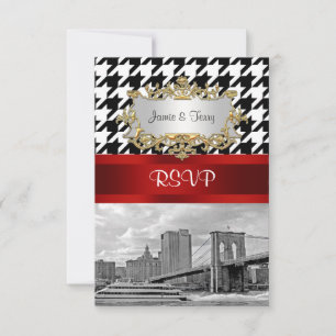 Brooklyn Bridge Zwart Witte Houndstooth RSVP 1 Kaartje