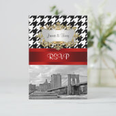 Brooklyn Bridge Zwart Witte Houndstooth RSVP 1 Kaartje (Staand voorkant)