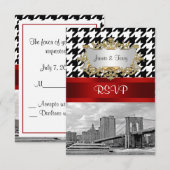 Brooklyn Bridge Zwart Witte Houndstooth RSVP 1 Kaartje (Voorkant / Achterkant)