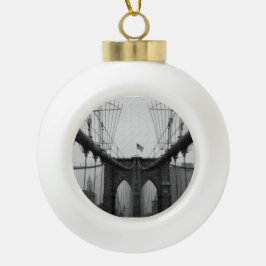 Brooklyn Bridge zwarte en witte kerstmis Keramische Bal Ornament