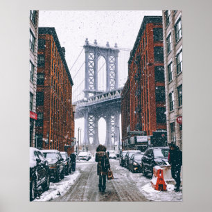 Brooklyn Bridget, New York in Snow Poster