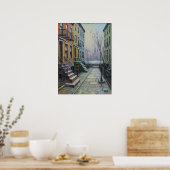 Brooklyn Brownstone Rij met Manhattan Silhouet Poster (Keuken)