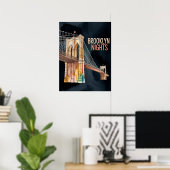 Brooklyn brug bij nacht in dumbo poster (Thuiskantoor)