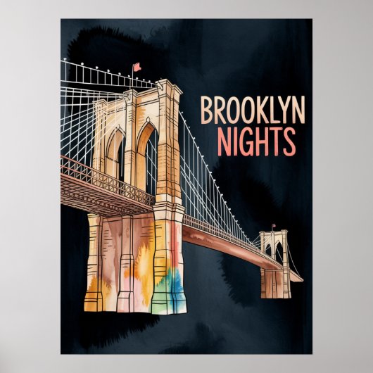 Brooklyn brug bij nacht in dumbo poster (Voorkant)