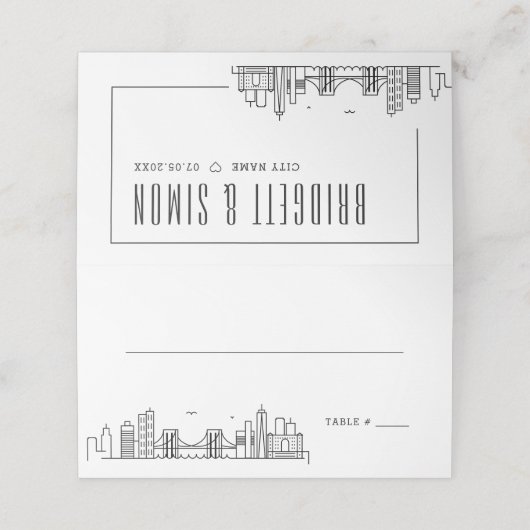 Brooklyn Bruiloft | Tabelnaam Kaarten plaatsen Plaatskaartje (Buitenkant ongevouwen)
