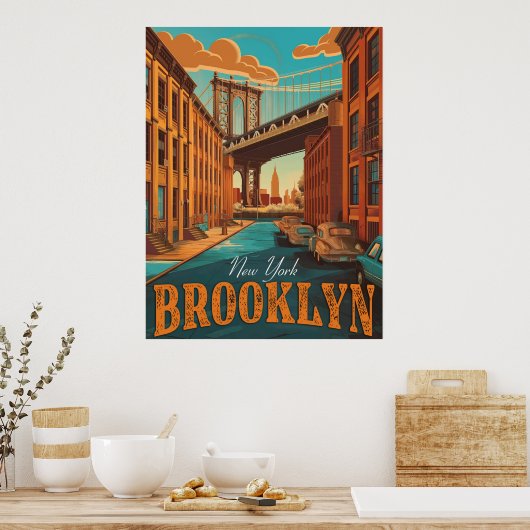 Brooklyn Charm: Vang de essentie hiermee Poster (Keuken)