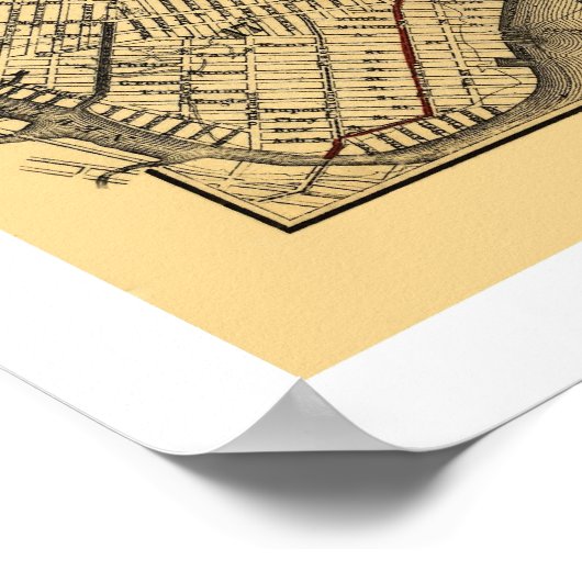 Brooklyn City Railroad Map 1874 Poster (Hoek)