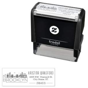 Brooklyn City Skyline   Aangepast adres Zelfinktende Stempel