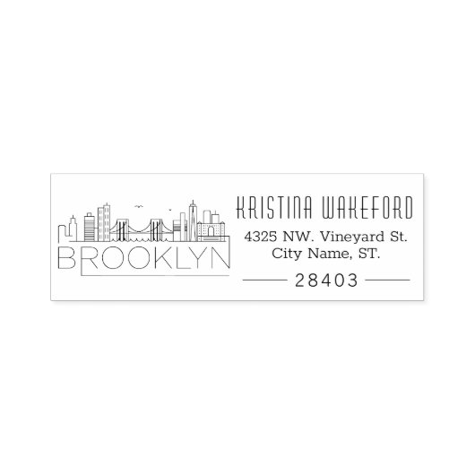 Brooklyn City Skyline | Aangepast adres Zelfinktende Stempel (Design)